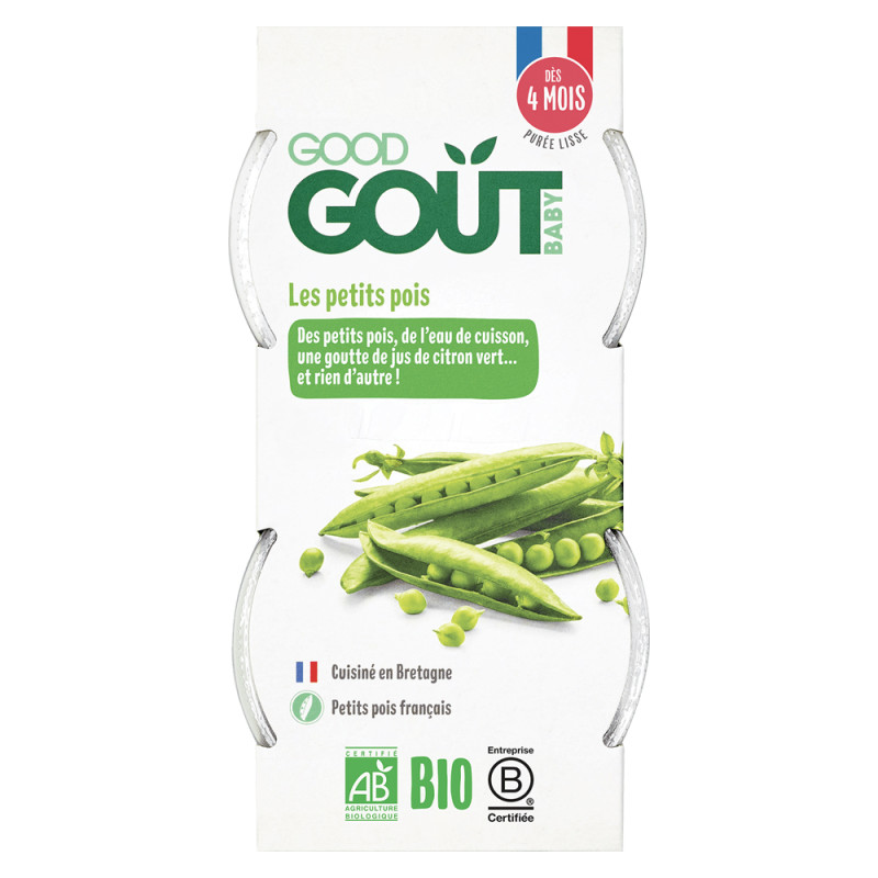 Good Goût Les petits pois dès 4 mois bio 2 x 120gr