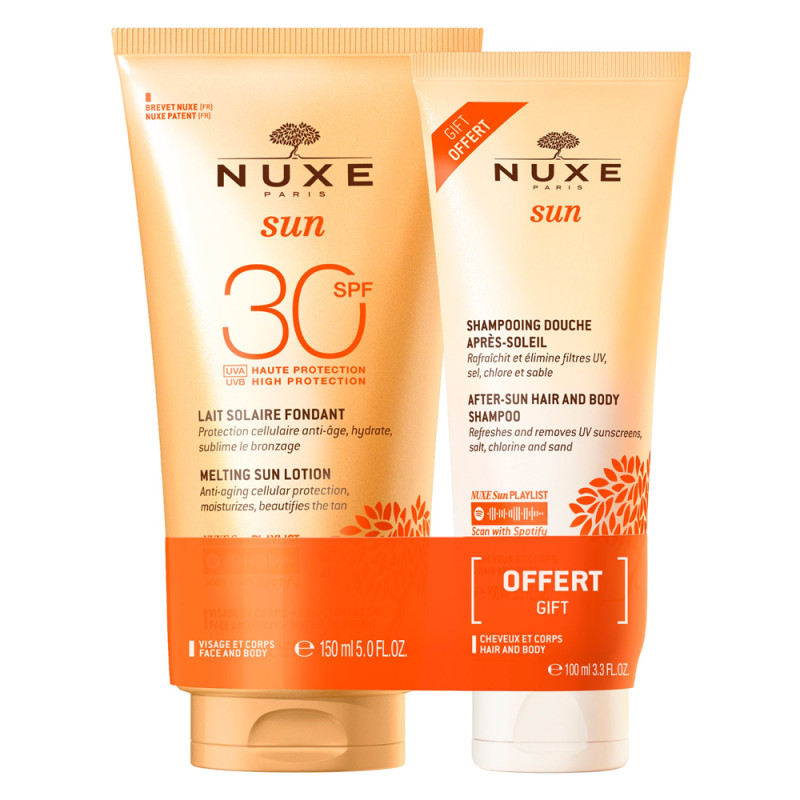 Nuxe Sun Lait fondant SPF30 150ml + Shampooing douche apres-soleil 100ml