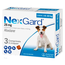 Nexgard 28mg Chiens 4-10kg 3 comprimés à croquer