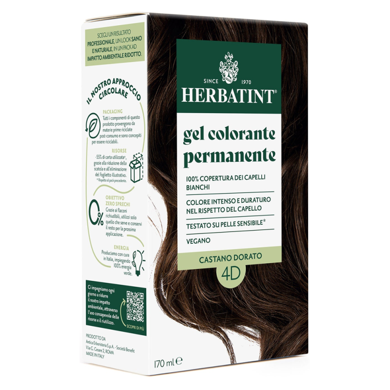 Herbatint Soin colorant permament 4D châtain doré 170ml