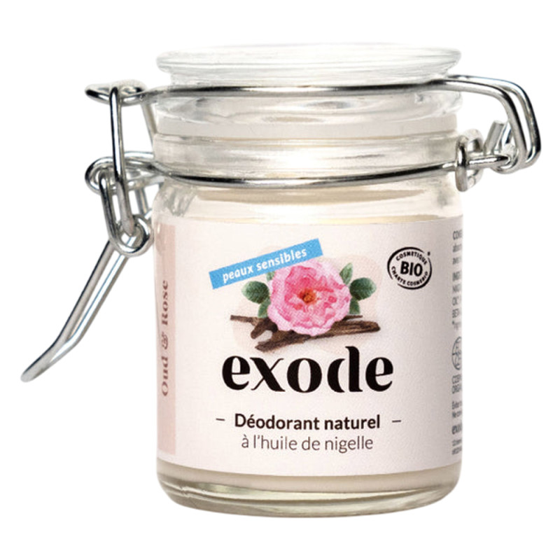 Exode Déodorant Naturel Peaux sensibles Oud & Rose 50gr