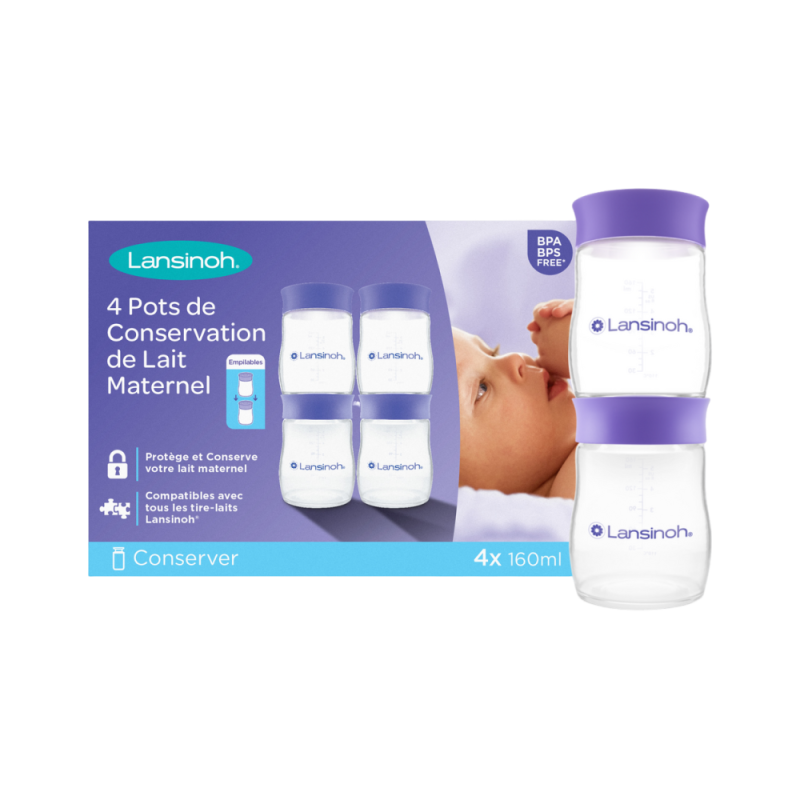 Lansinoh Flacons de conservation de lait maternel 4x160ml