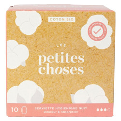 Les Petites Choses Serviette Hygiénique Nuit coton bio boîte de 10