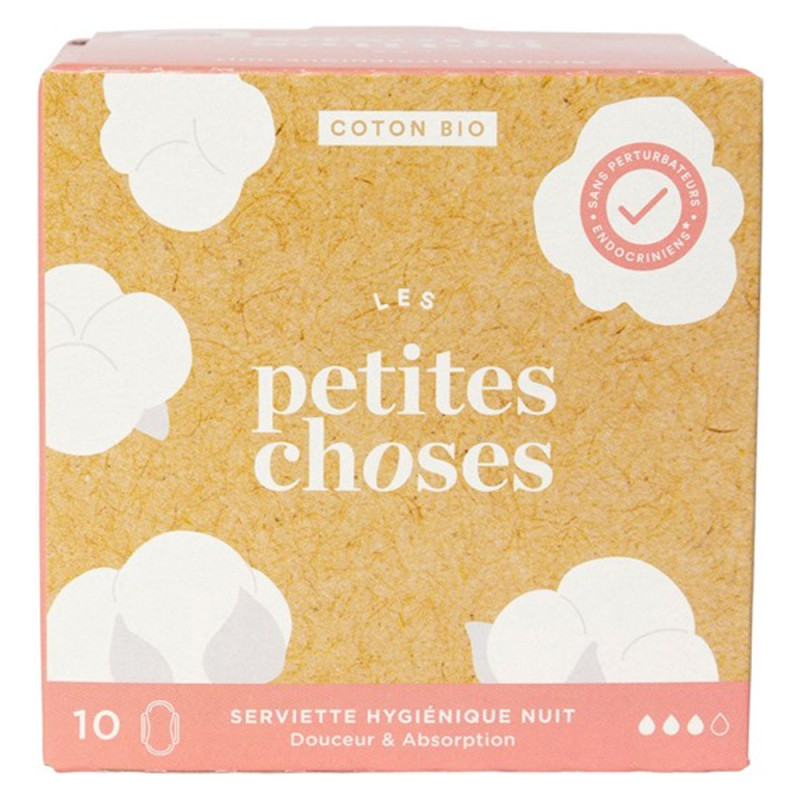 Les Petites Choses Serviette Hygiénique Nuit coton bio boîte de 10