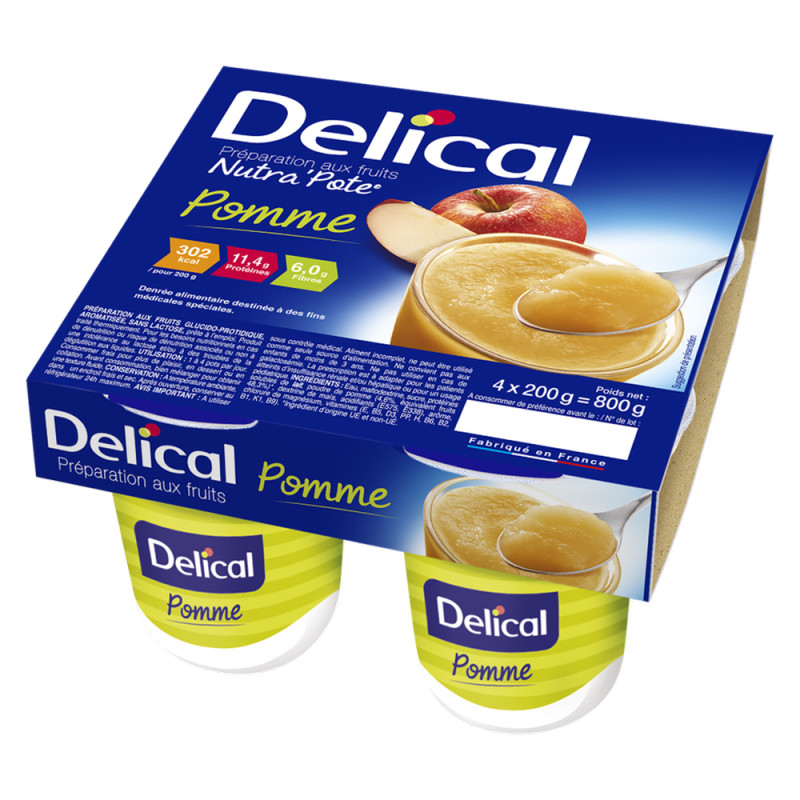 Delical Nutra'Pote Dessert aux fruits Pomme 4x200gr