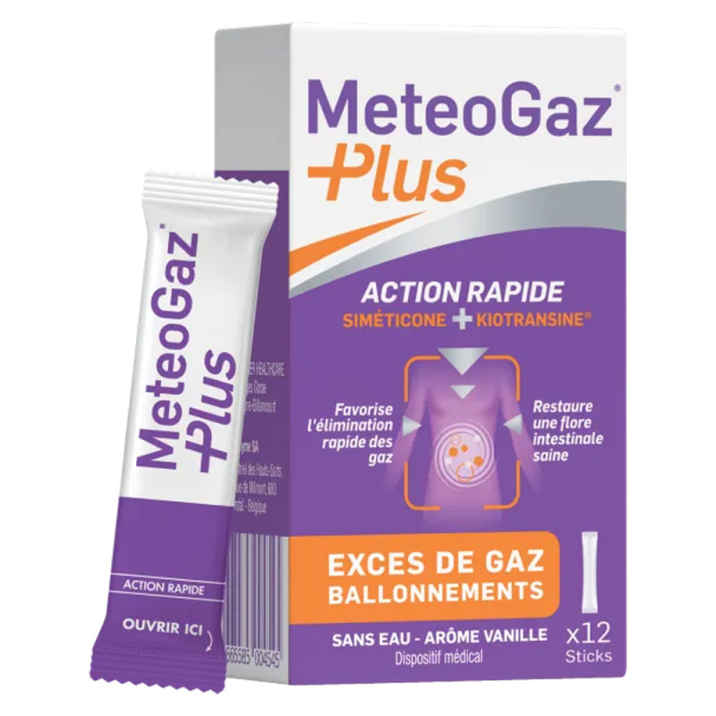 MeteoGaz Plus Action Rapide Exces gaz ballonnements 12 sticks