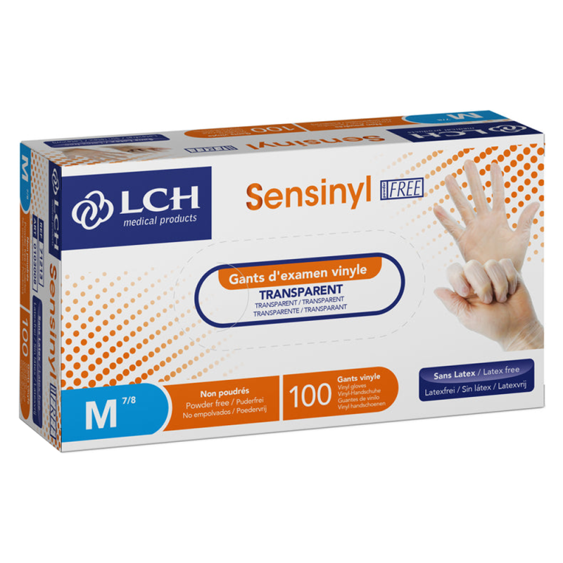 LCH Sensinyl Gants d'examen vinyle T 7/8 M boîte de 100