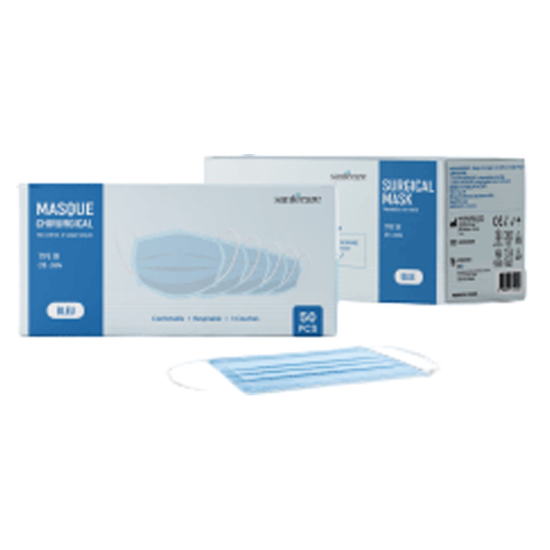 Santecare Masque chirurgical type IIR adulte bleu 50 pièces