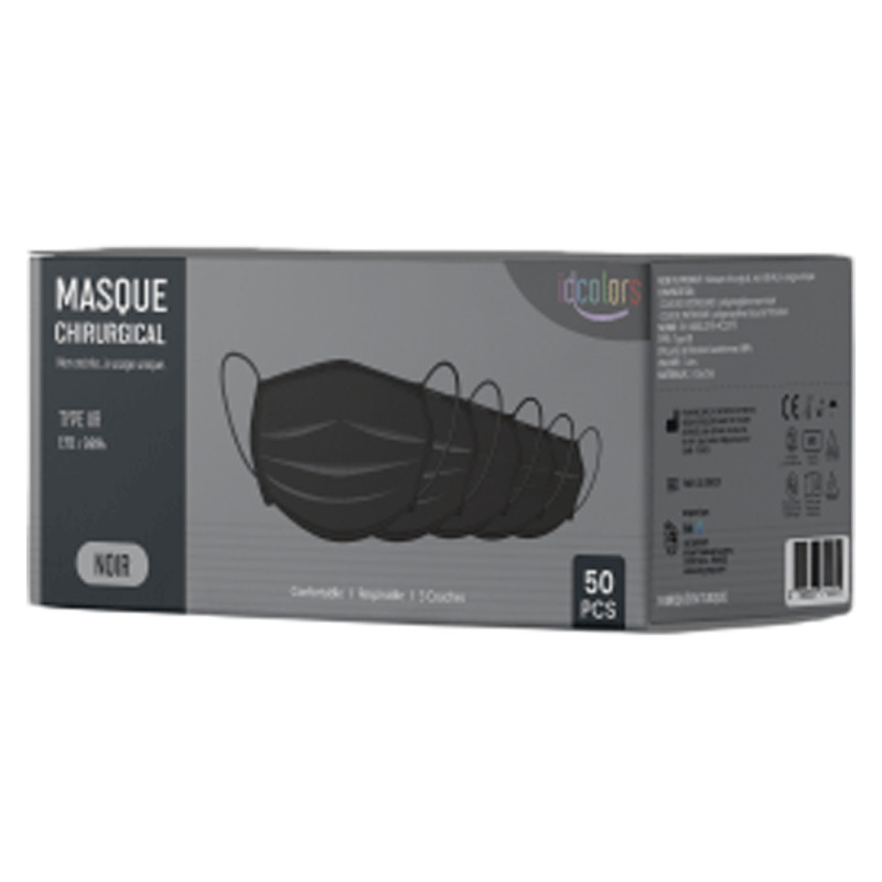 Santecare Masque chirurgical type IIR adulte noir 50 pièces