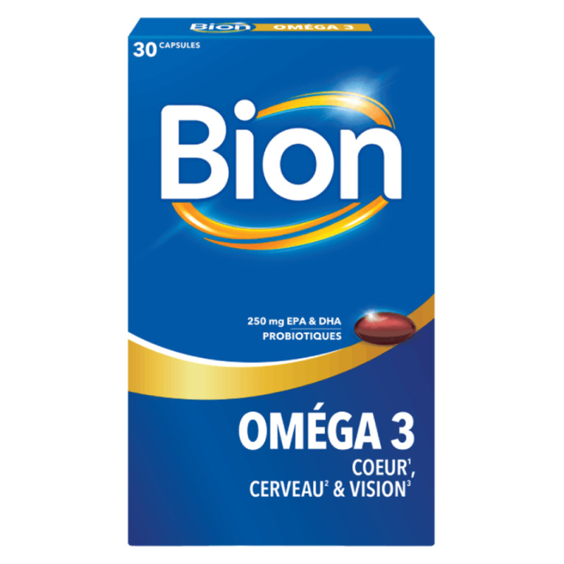 Bion Oméga 3 Coeur, cerveau & vision 30 capsules
