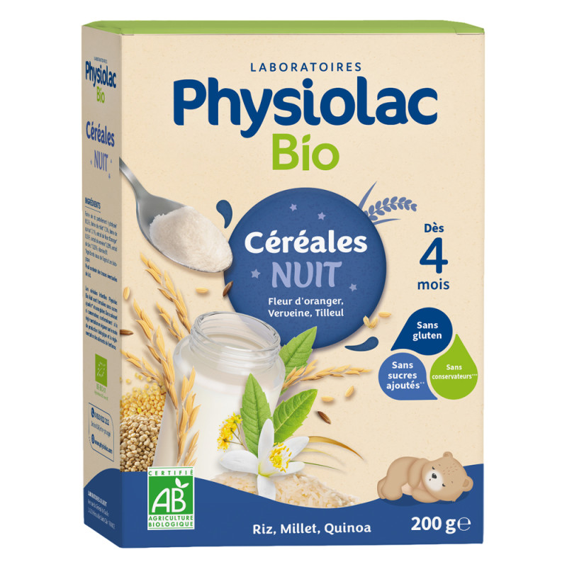 Physiolac Bio Céréales Nuit dès 4 mois 200gr