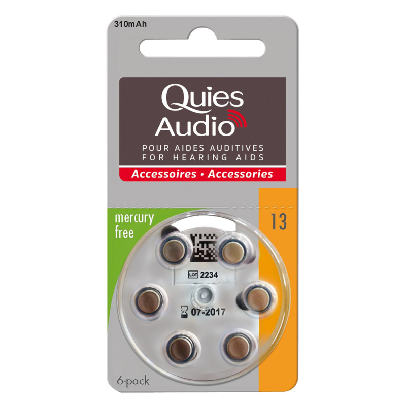 Quies Audio Piles Auditives Modèle 13 - 6 pack