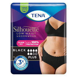 Tena Silhouette Sous-vêtement absorbant taille basse Noir M 12 pièces