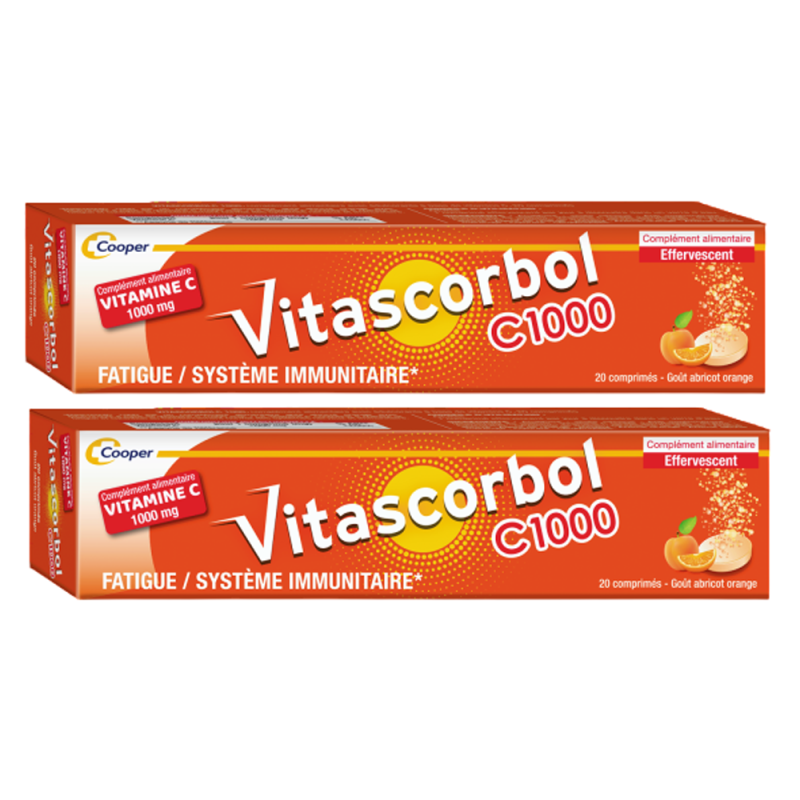 Vitascorbol Vitamine C 1000mg lot de 2 x 20 comprimés