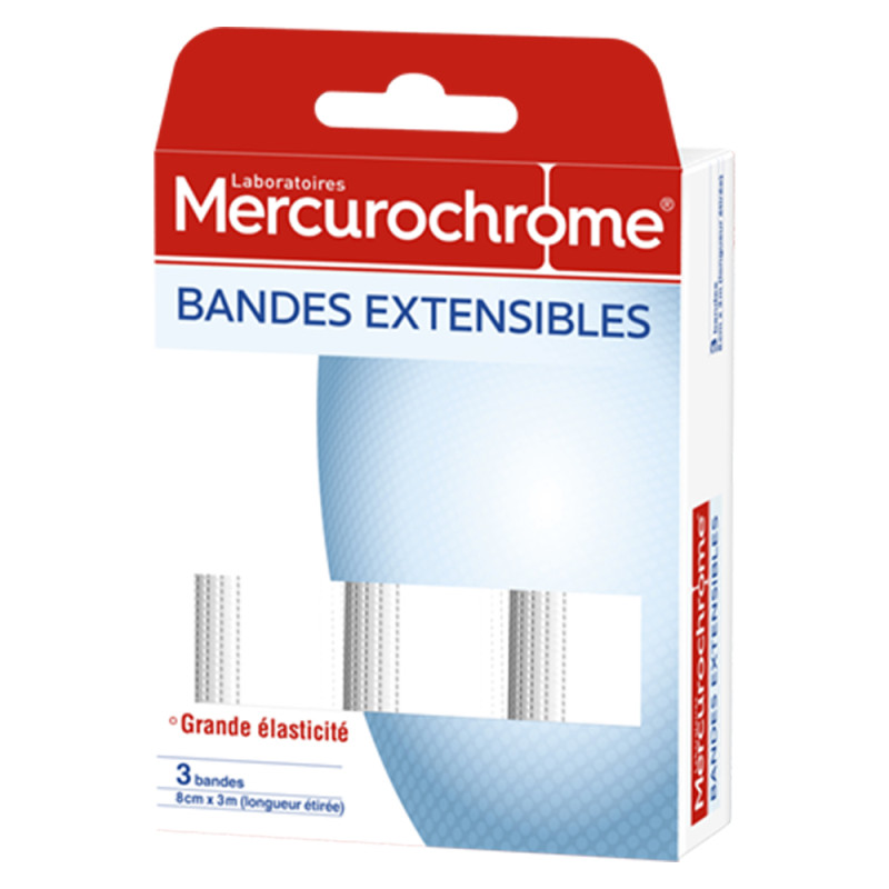 Mercurochrome Bande Extensibles 2m x 7cm 3 unités
