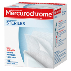Mercurochrome Compresses Stériles 20cm x 20cm 30 unités