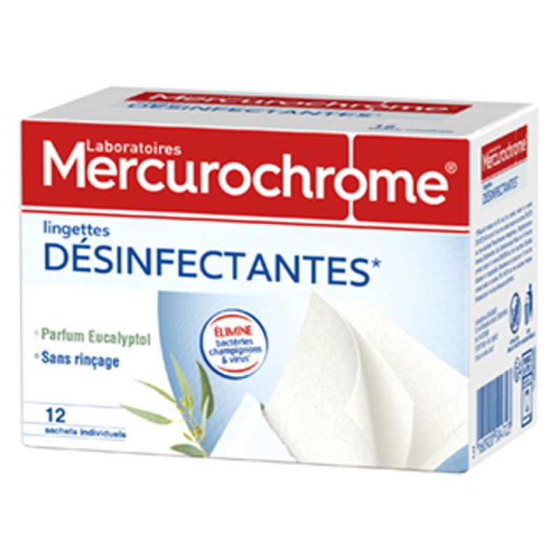 Mercurochrome Lingettes Désinfectantes 12 unités
