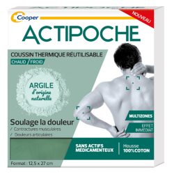 Actipoche Coussin Thermique réutilisable Argile multizones 12.5 x 27cm