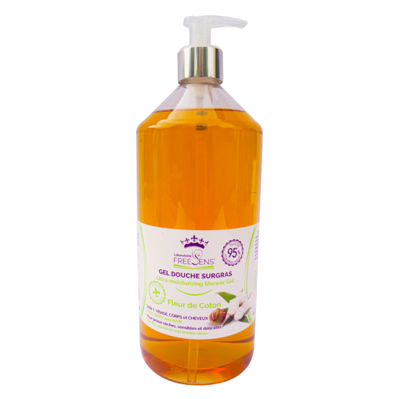 Freesens Gel douche surgras sans savon fleur de coton 1L