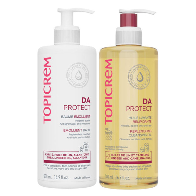 Topicrem Da Protect Baume émollient + Huile lavante 2x500ml