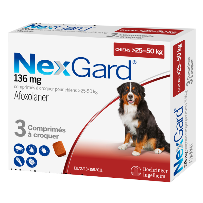 NexGard 136mg 6 comprimés à croquer pour chiens 25-50kg