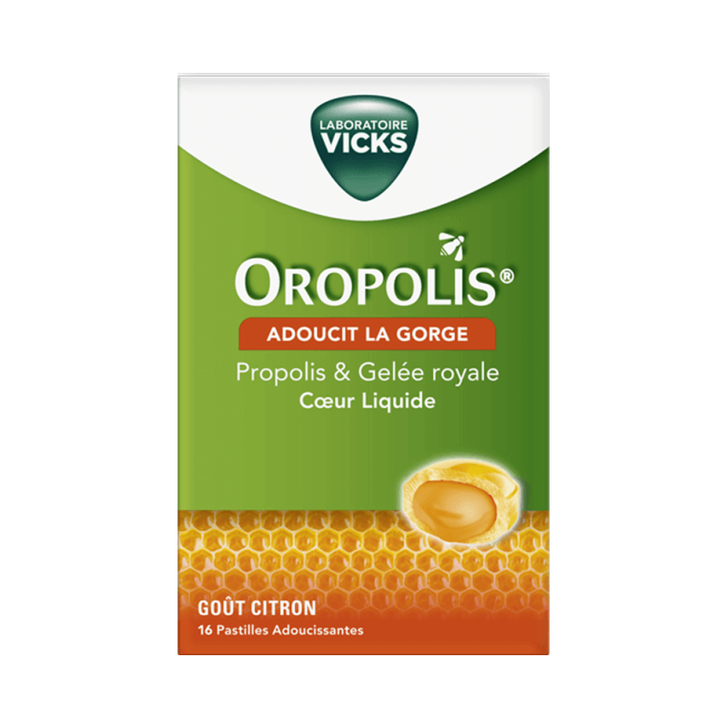 Vicks Oropolis Cœur Liquide goût citron 16 pastilles
