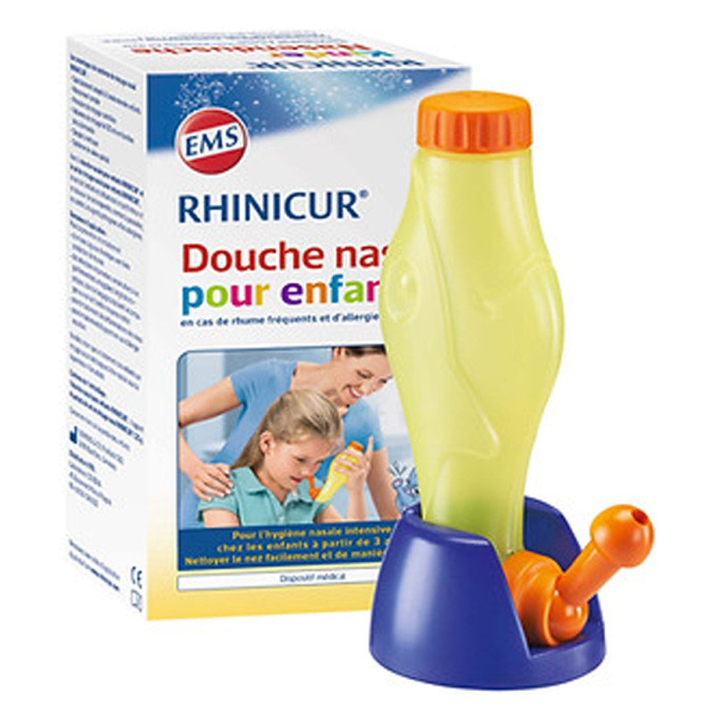 Rhinicur Douche nasale pour enfants + Sel de rinçage nasal 4 sachets