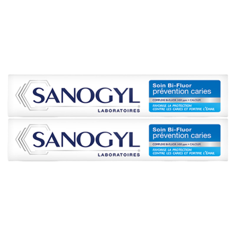 Sanogyl Soin Bi-fluor Dentifrice prévention caries lot de 2x75ml