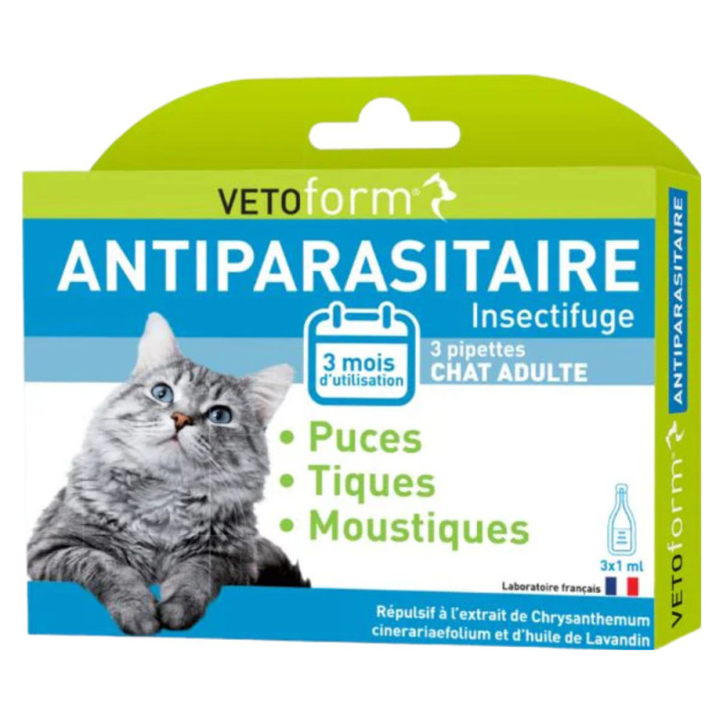 Vetoform Antiparasitaire chat 3 pipettes