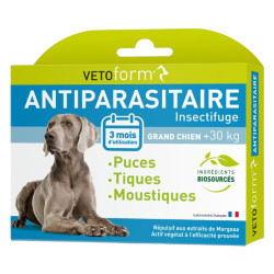 Vetoform Antiparasitaire Insectifuge Grand chien +30kg 6 pipettes