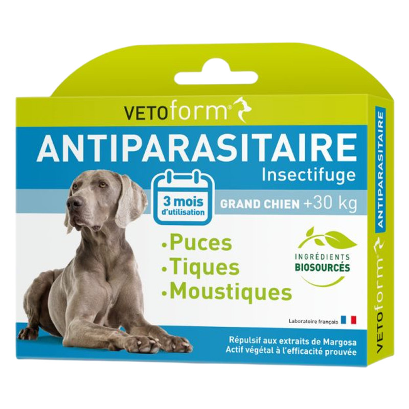 Vetoform Antiparasitaire Insectifuge Grand chien +30kg 6 pipettes