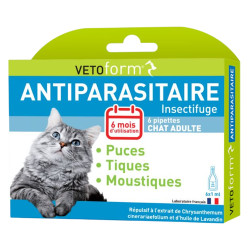 Vetoform Antiparasitaire Insectifuge Chat 6 pipettes