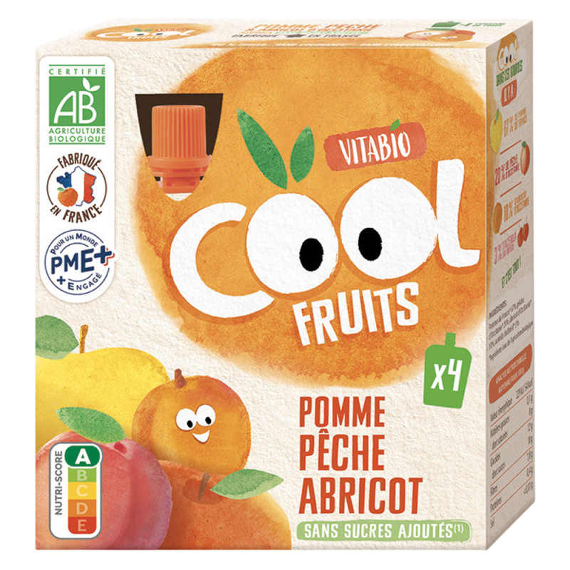 Vitabio Cool Fruits Pomme pêche abricot bio 4x90gr