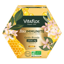 Vitaflor BioImmunité Gelée Royale 2500 mg + Vitamine D 20 ampoules