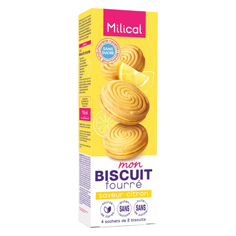 Milical Mon Biscuit fourré saveur Citron 4 sachets de 2 biscuits