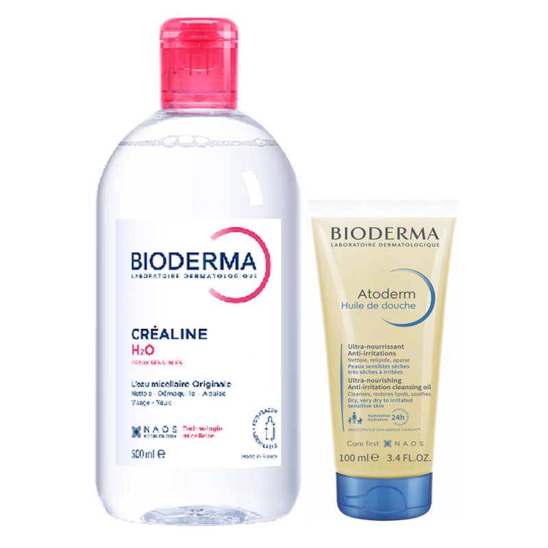 Bioderma Créaline H2O 500ml + Atoderm Huile de douche 100ml
