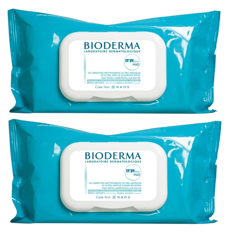 Bioderma ABCDerm H2O lot de 2x60 lingettes