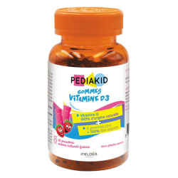 Pediakid Gommes Vitamine D3 arôme fraise pilulier de 60 oursons