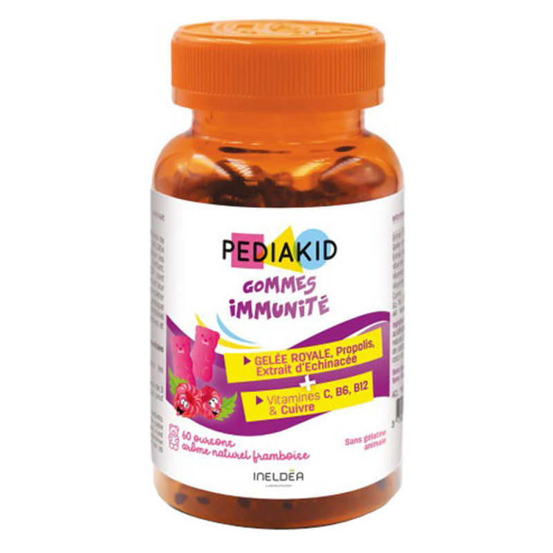 Pediakid Gommes Immunité arôme framboise pilulier de 60 oursons
