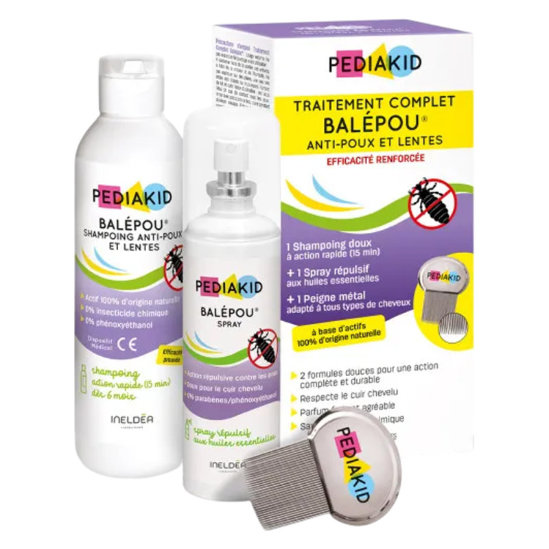 Pediakid Balépou Shampoing 200ml + Spray répulsif 100ml + Peigne