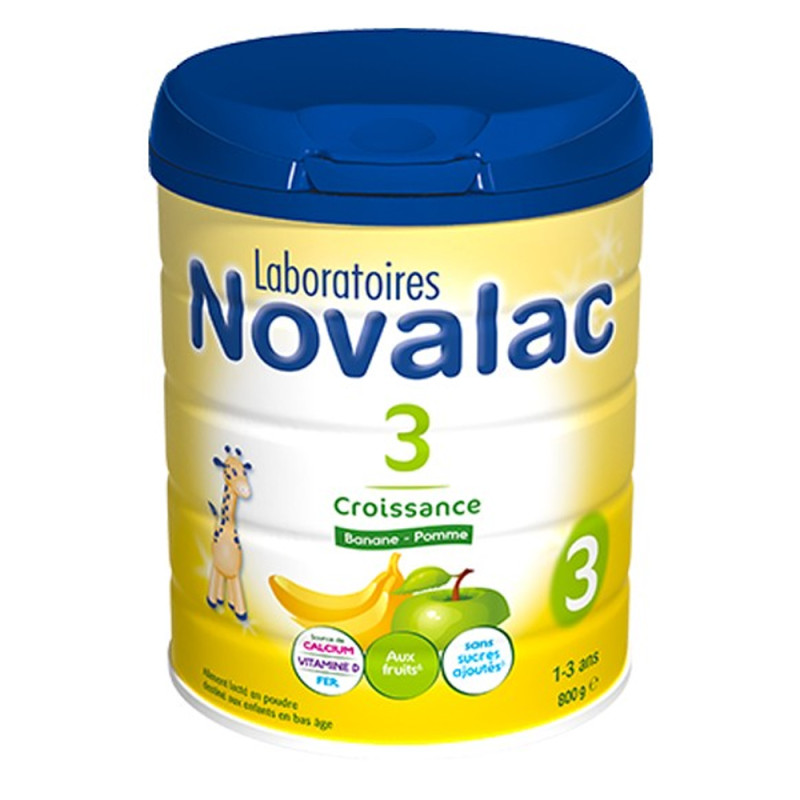 Novalac Lait Croissance 3ème âge banane & pomme 800gr