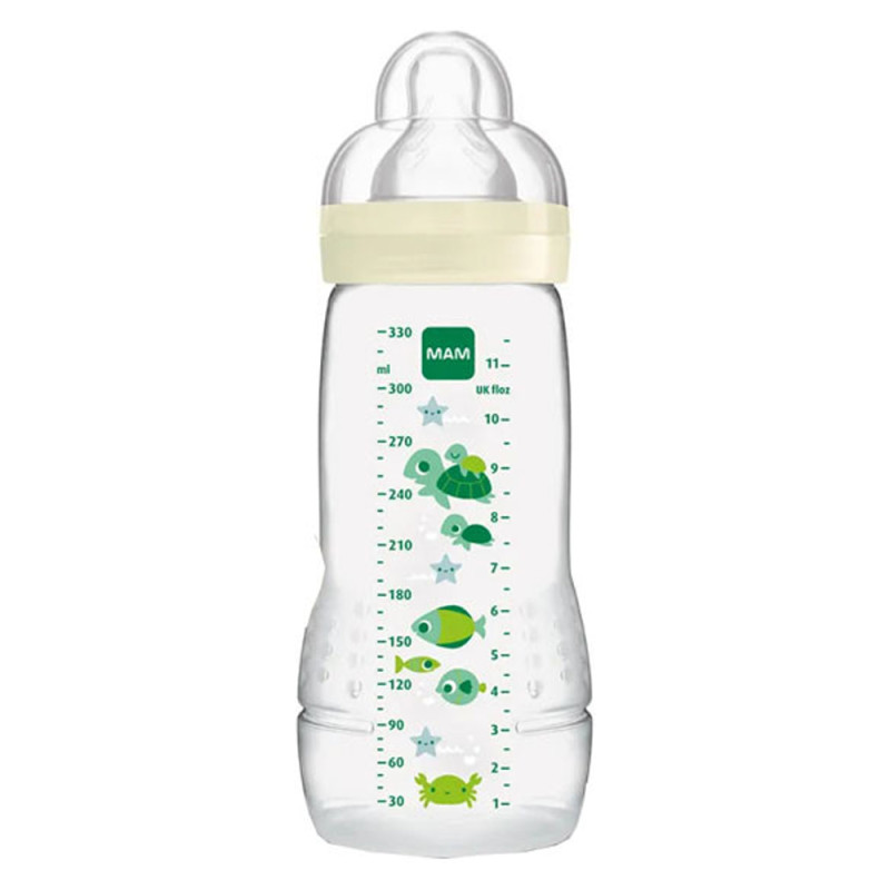 MAM Easy Active Biberon à motif tortue 2ème âge tétine débit X 330ml