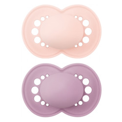 MAM Original +18 Nature rose pastel & parme lot de 2 sucettes