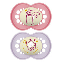 MAM Original Nuit 2 sucettes silicone +18 mois