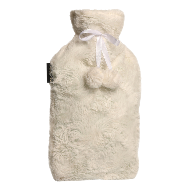 Calindoo Bouillotte à Eau Housse Pompon blanc 2L