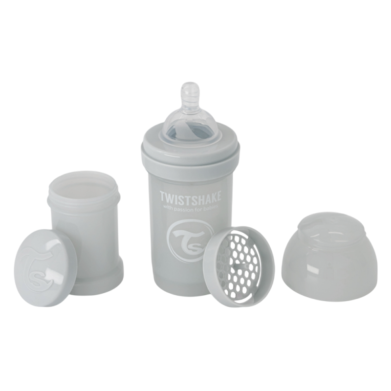 Twistshake Biberon anti-colique 0 mois+ gris clair 180ml