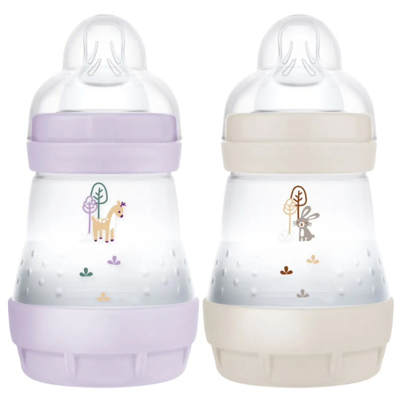 MAM Start Easy Biberon anti-colique tétine débit 1 Lilas & Sable 2x160ml