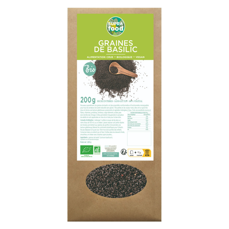 Exopharm Supra Food Graines de basilic bio 200gr