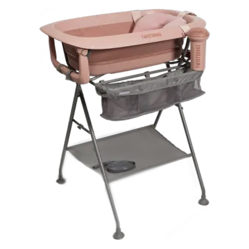 Twistshake Kit Bain de luxe Rose + Baignoire bébé pliable avec support