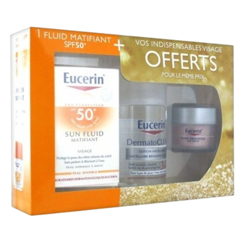 Eucerin Sun Fluide SPF50+ 50ml + DermatoClean Lotion 125ml + Even Brighter 20ml